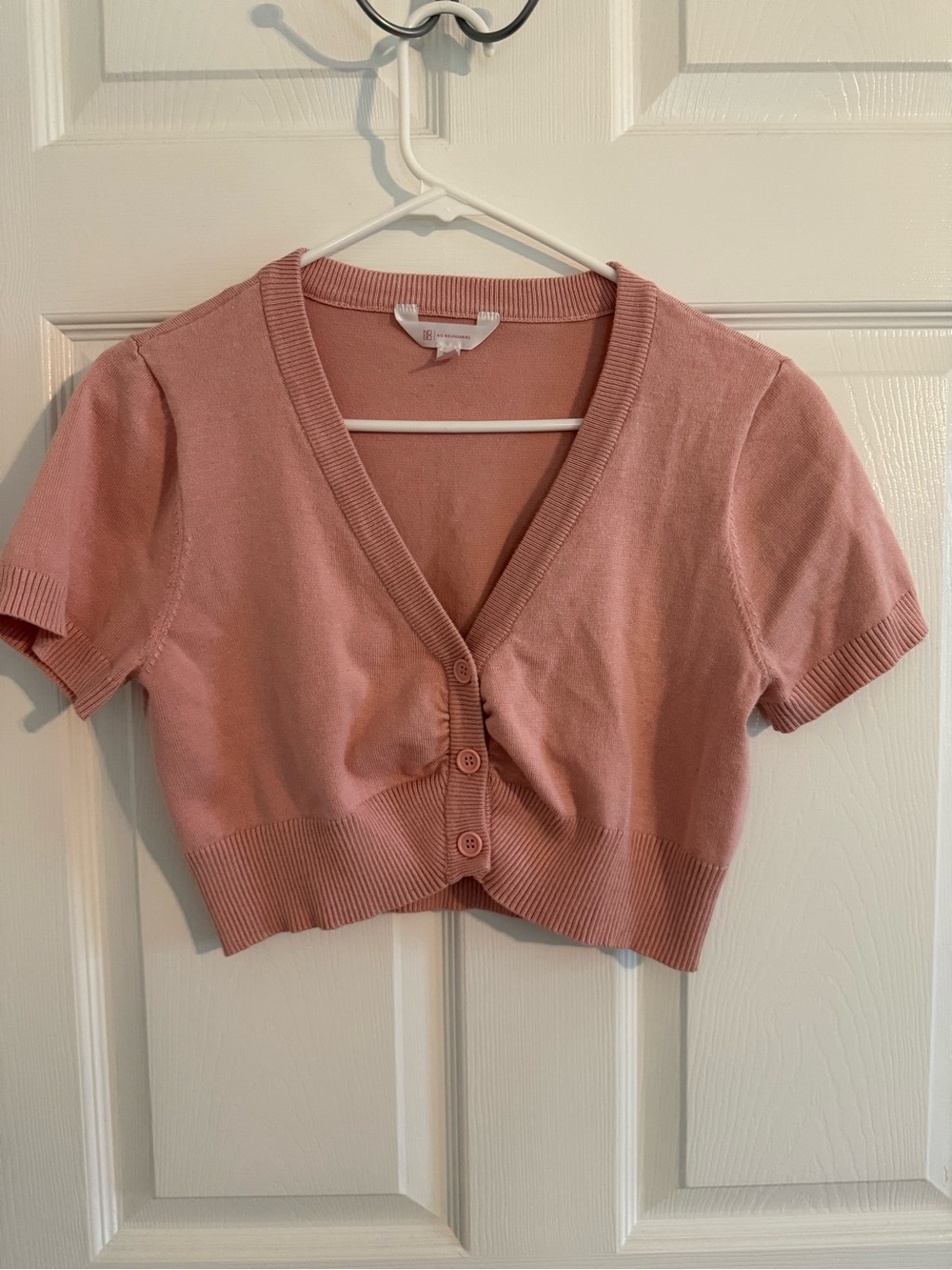 Rose Pink Cropped Button Cardigan